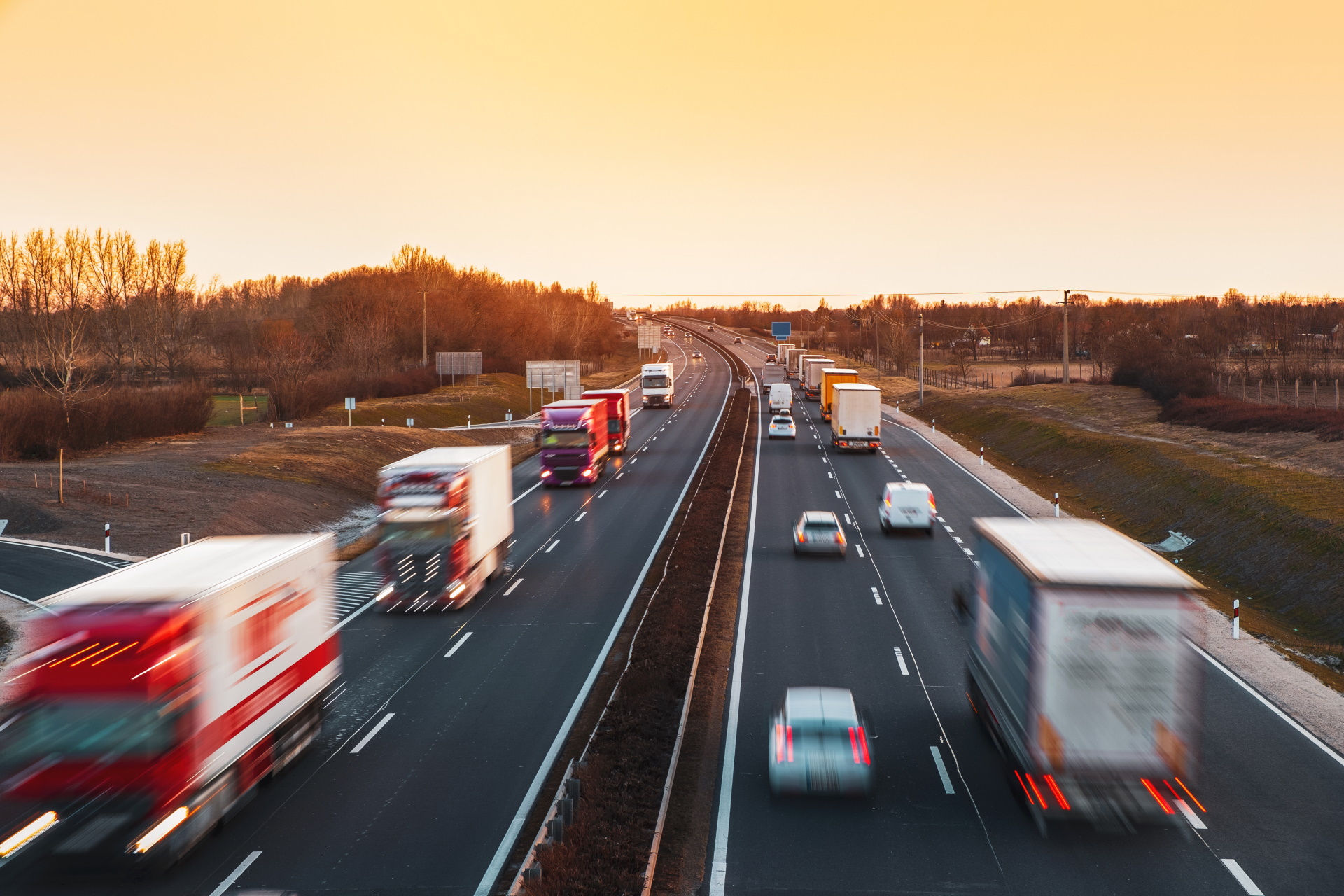 Trucks Driving on the Highway